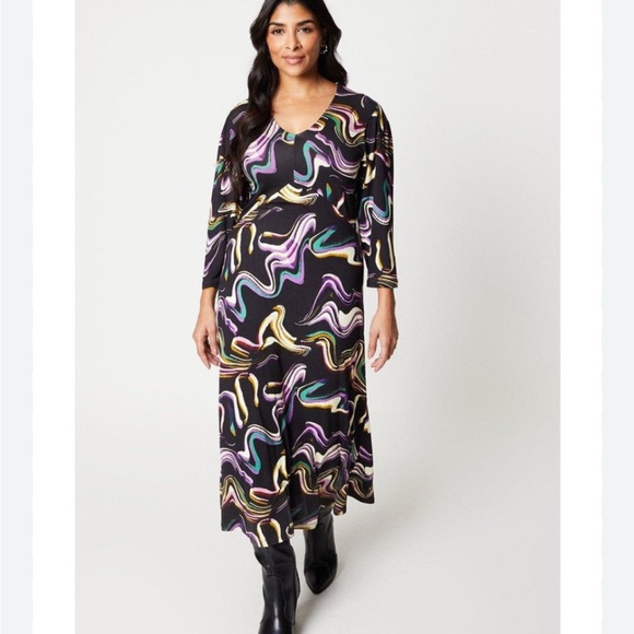 LuLaRoe Black Dress with Colorful Swirl Pattern XL - Picture 1 of 9